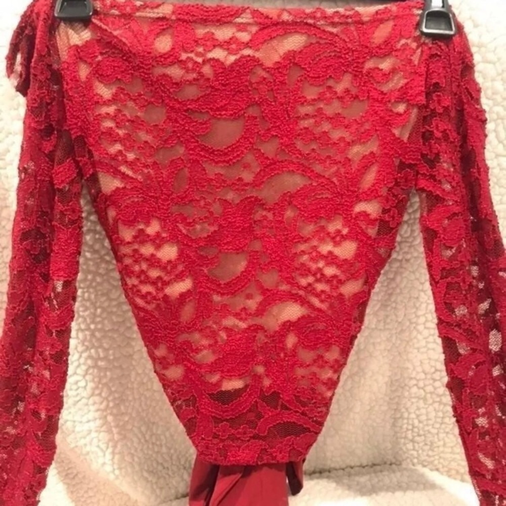 Windsor Red Lace Off-The-Shoulder Blouse